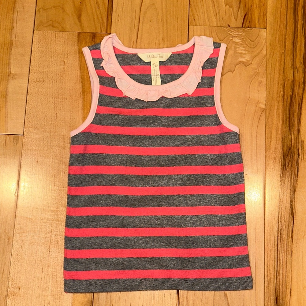 Matilda Jane Pink and Gray Striped Tank Top